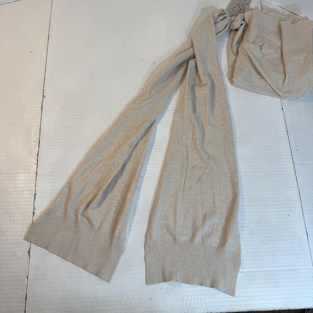 Sioni Womens Cardigan sz M Open Front Pockets Beige Scarf Styling Options light - Picture 11 of 16